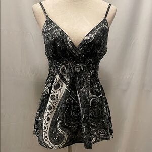 Chic Black and White Paisley Dress